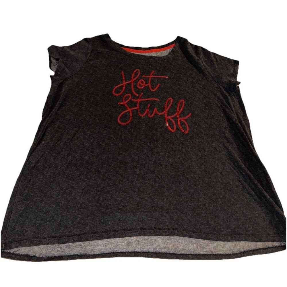 Secret Treasures “Hot Stuff” 2X (18W-20W) Black & Red Short Sleeve Night Shirt